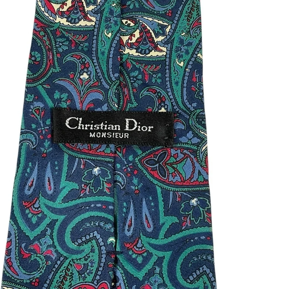 Christian Dior Monsieur Paisley Silk Tie Made in USA 58”